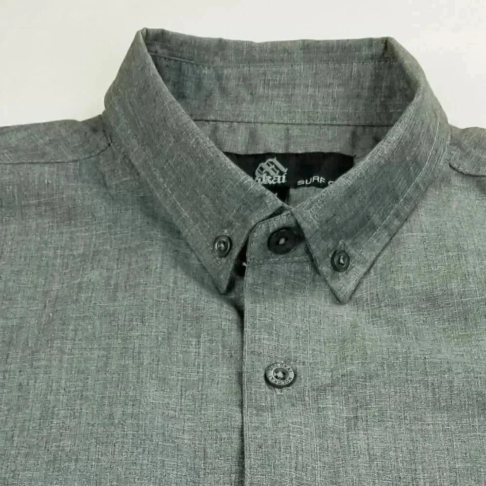 Molokai Surf Co. Medium Charcoal Gray Button Down… - image 7